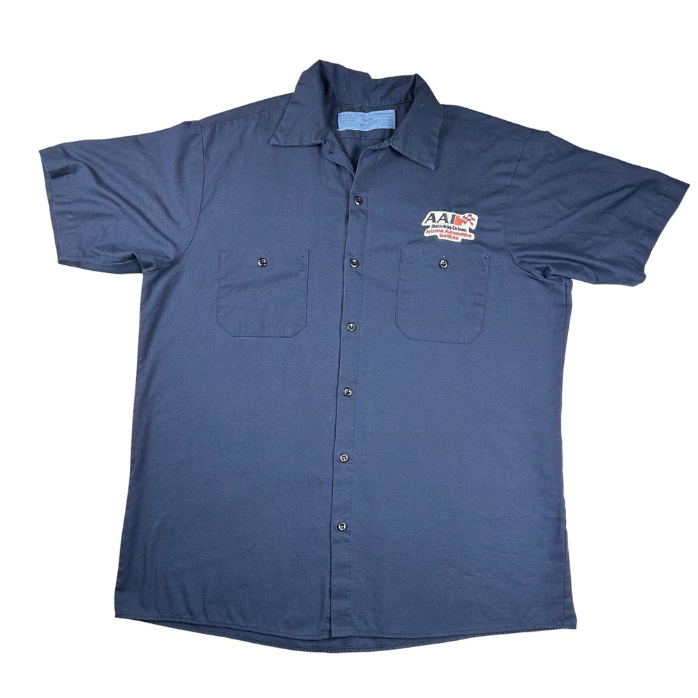 Cintas ComfortFlex Mens Large Navy Work Shirt Arizona Automotive Institute‎ AAI